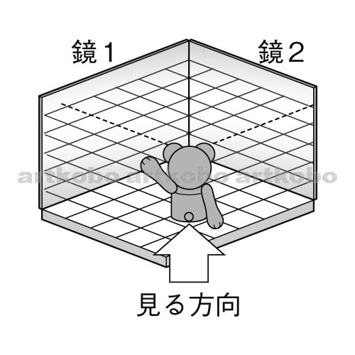 Web教材イラスト図版工房 R C1m 鏡の反射による像の見え方 4