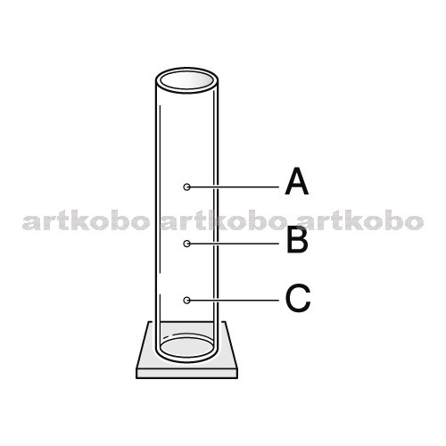 Web教材イラスト図版工房 R C1m 異なる高さに穴をあけた円筒状の容器
