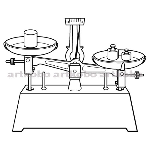 Web教材イラスト図版工房 R C1m 上皿てんびんで物体の質量のはかり方 1