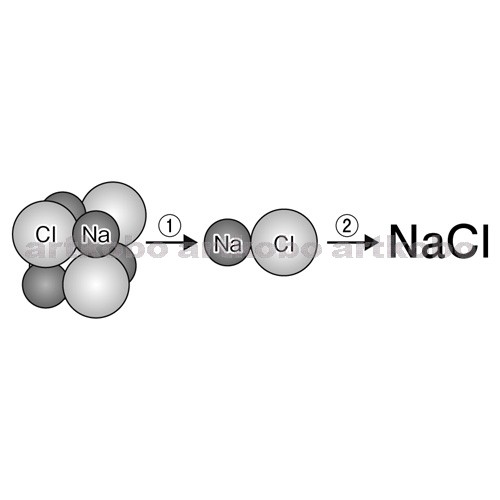 Web教材イラスト図版工房 R C1m 塩化ナトリウムの固体のモデルと化学式