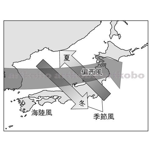 Web教材イラスト図版工房 R C2m 日本列島付近の風