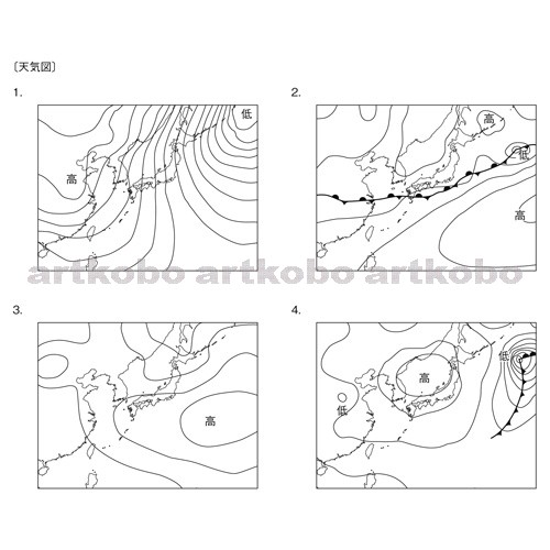 Web教材イラスト図版工房 R C2m 日本の四季の代表的な天気図