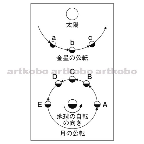 Web教材イラスト図版工房 R C2m 太陽と金星の位置関係